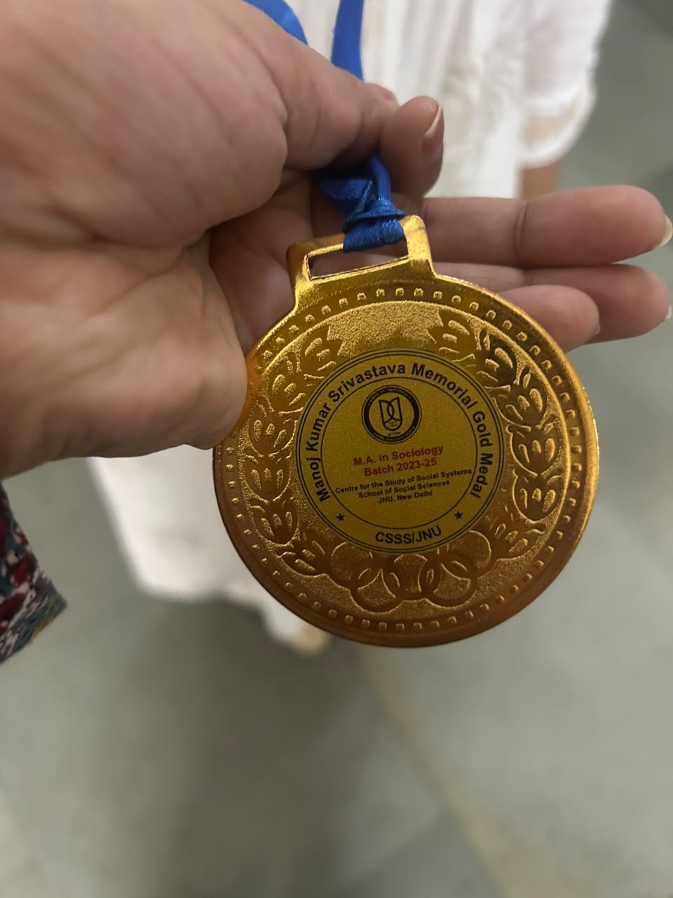 Third Manoj Srivastava Gold Medal Award for Topper of Sociology – Instituted by the JNU